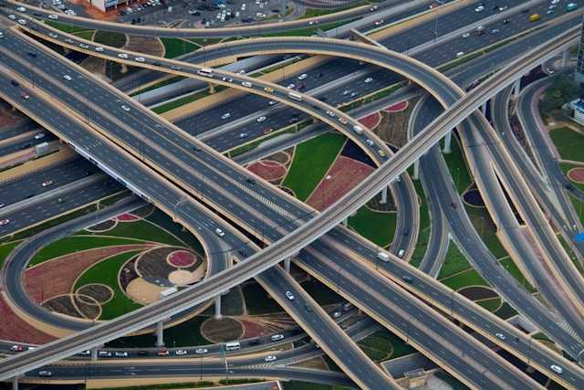 Complex highway interchange representing the difficulty of the CPA exam